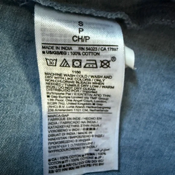 GAP Blue V-Neck lightweight denim Midi dress, elastic waist/neck, size Small - Picture 8 of 9